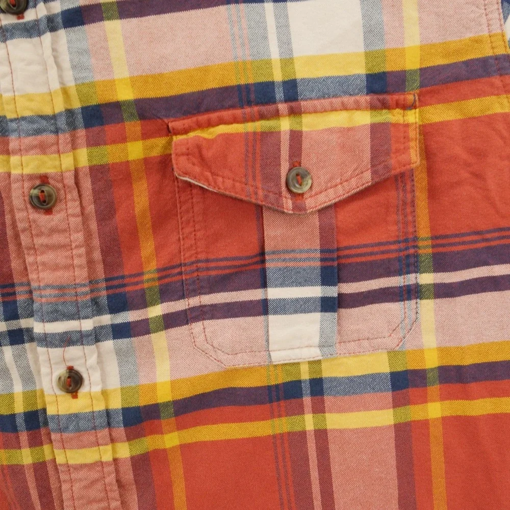 The North Face Shirt Mens Extra Large Orange Blue Button Long Sleeve Flannel